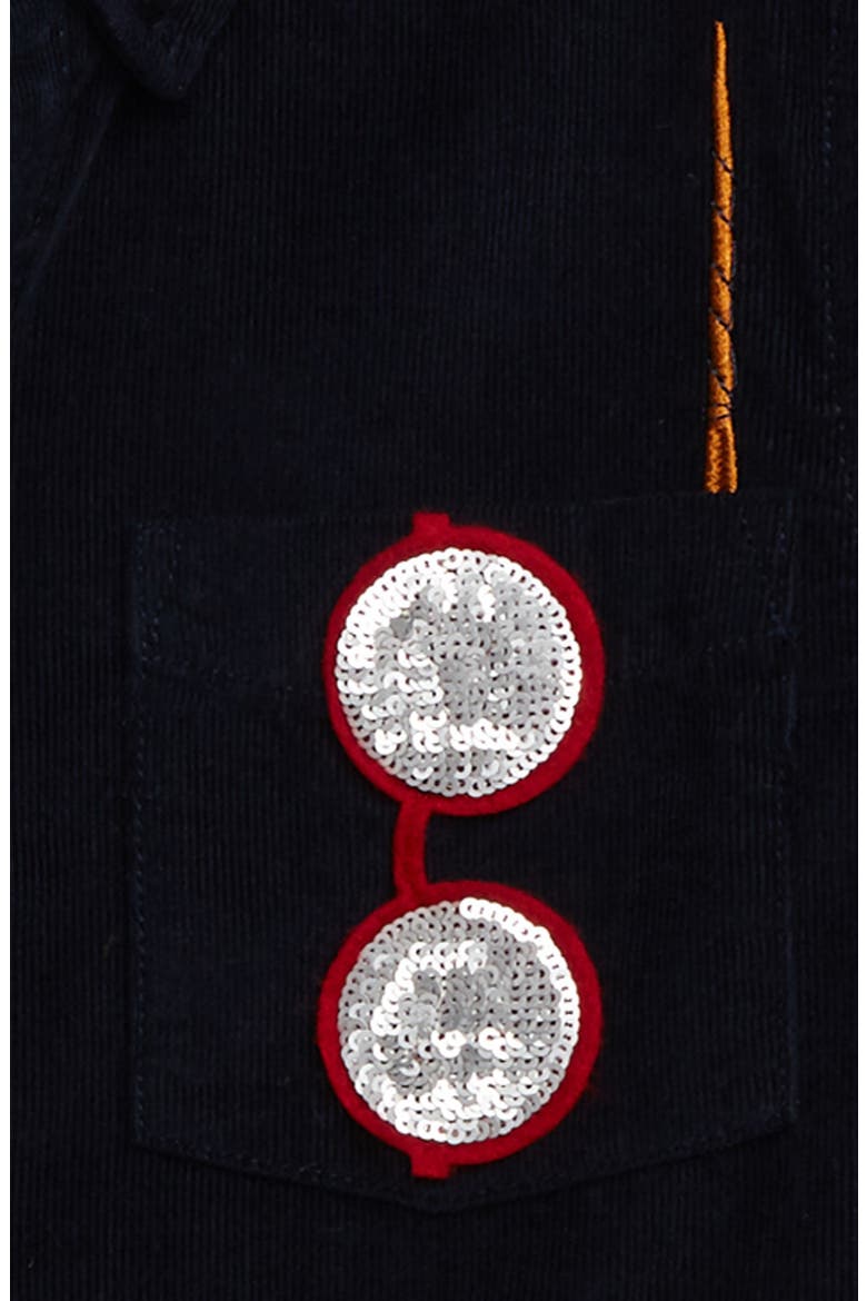 Harry Potter Sequin Glasses Corduroy Button-Up Shirt, Alternate, color, MIDNIGHT BLUE