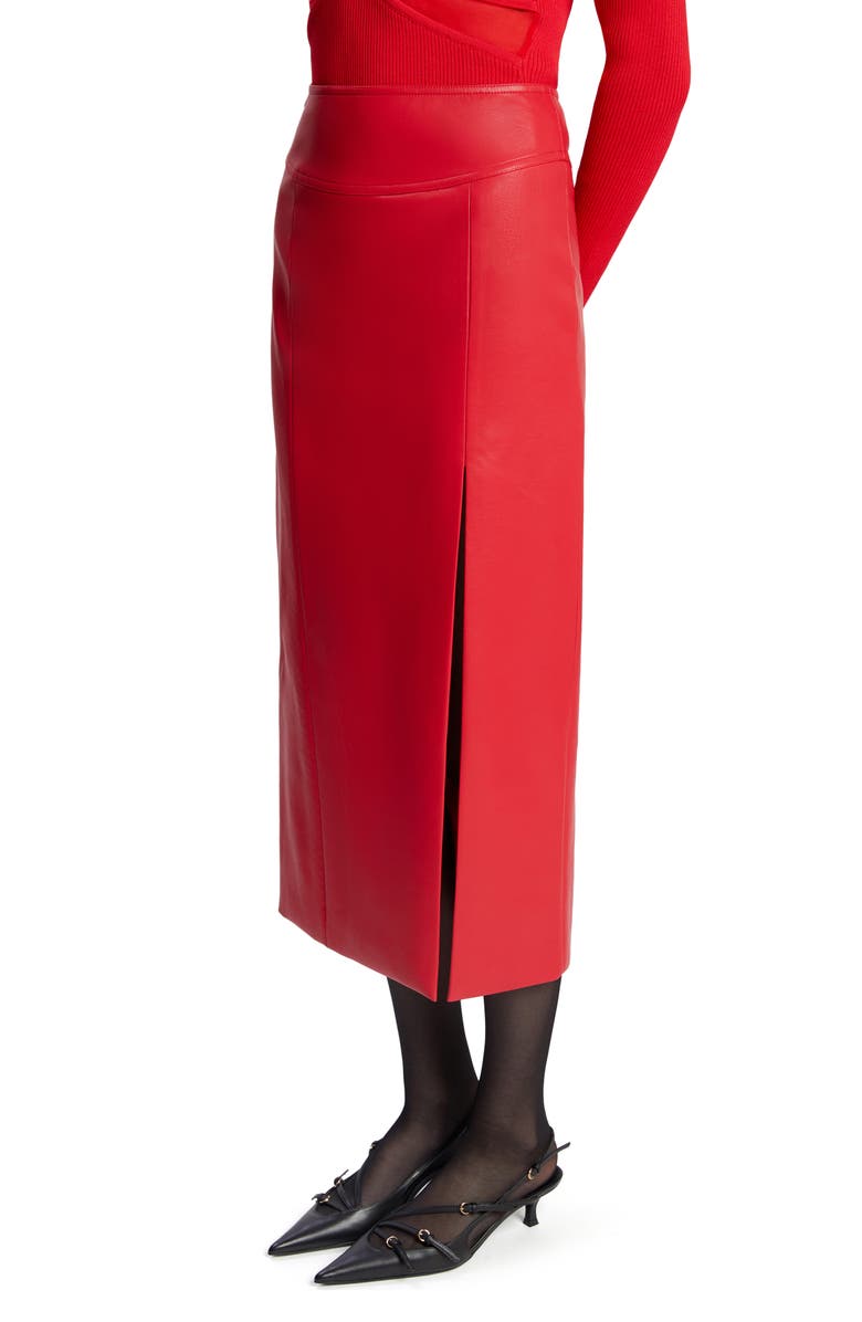Bardot Dante Faux Leather Slit Midi Skirt, Alternate, color,