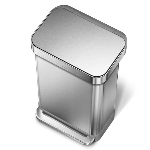 Simplehuman 45 Litre Rectangular Step Can With Liner Pocket With Plastic Lid