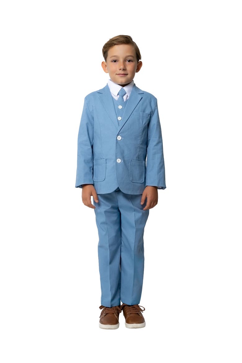 Kids' Joey Safari 5-Piece Linen Suit, Alternate, color, Powder Blue