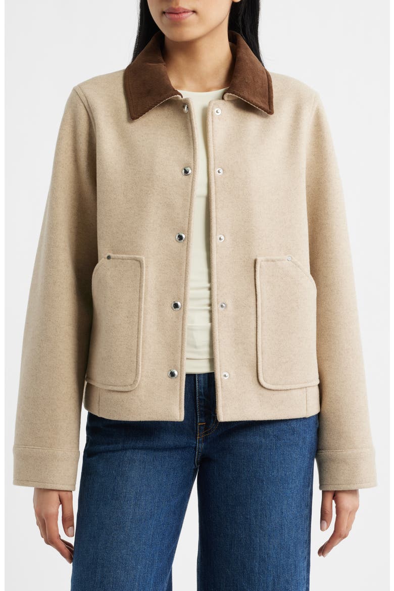 Corduroy Trim Jacket, Alternate, color, WHEAT