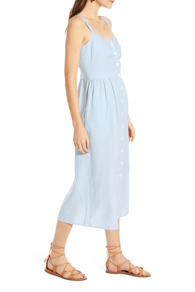 Linen Midi Dress, Alternate, color, BLUE DRIFT