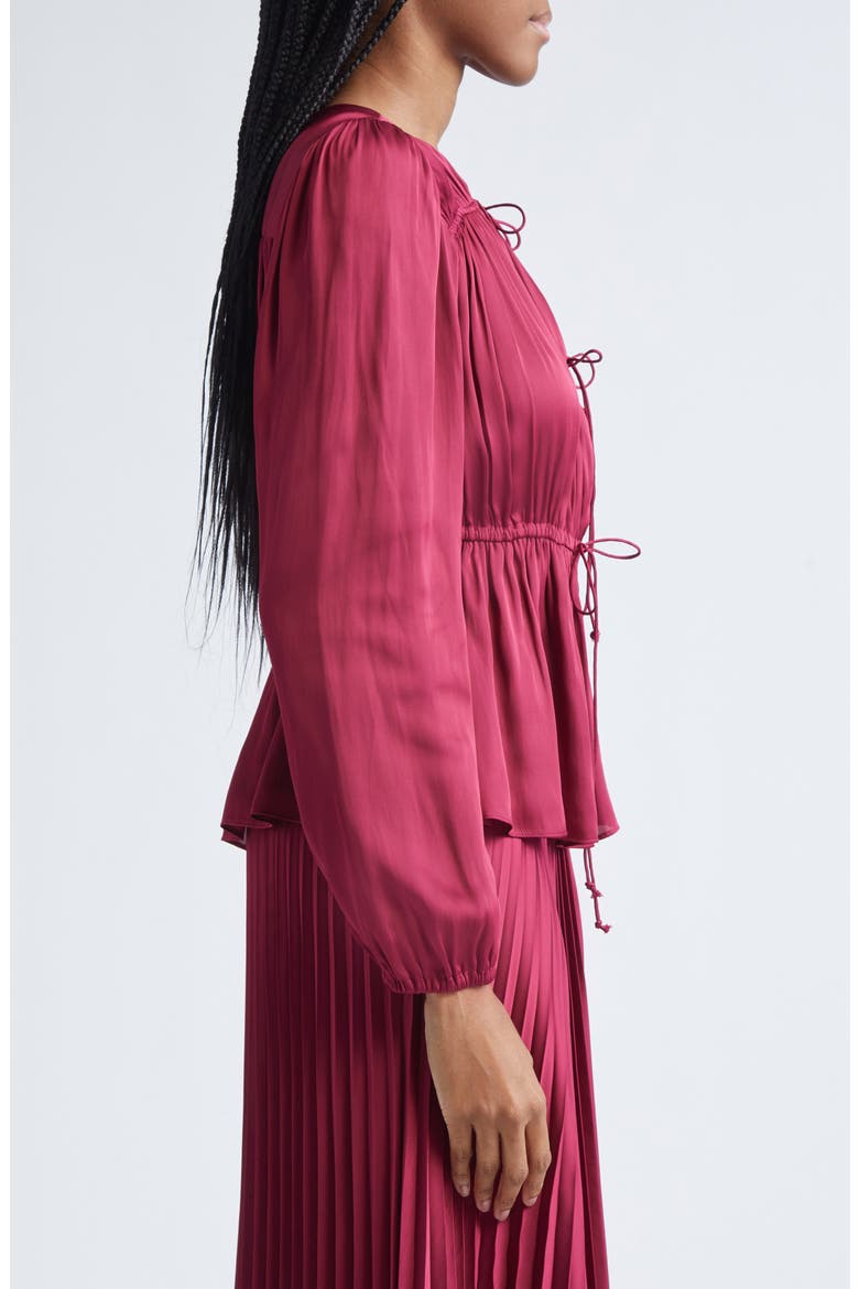 Esmeralda Tie Front Top, Alternate, color, CARMINE