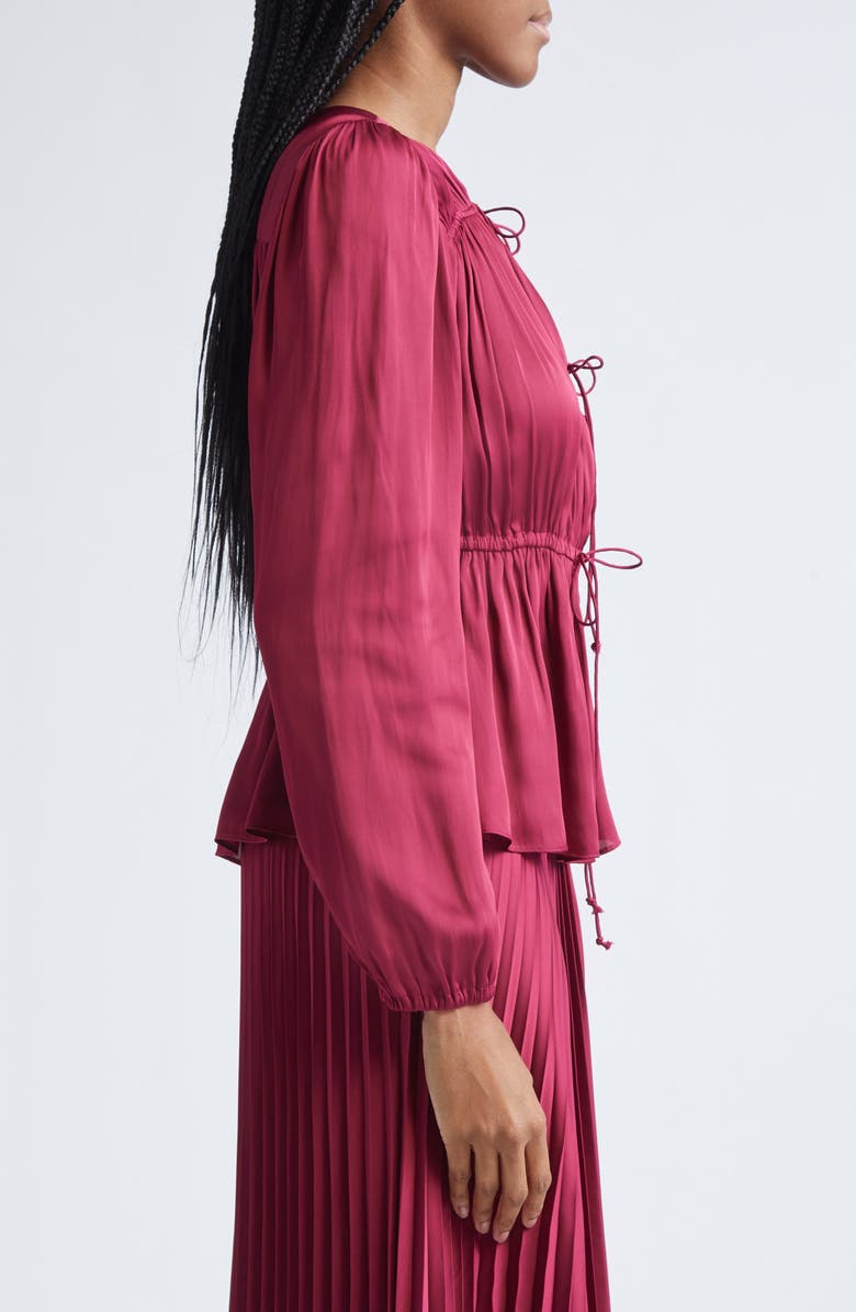 Derek Lam 10 Crosby Esmeralda Tie Front Top, Alternate, color, Carmine