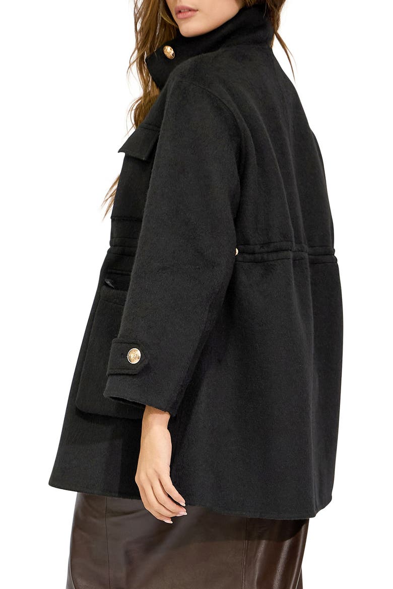 On the Move Drawstring Wool Blend Jacket, Alternate, color, BLACK