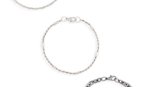 Area Stars Set Of 3 Slim Chain Bracelets In Silver/black
