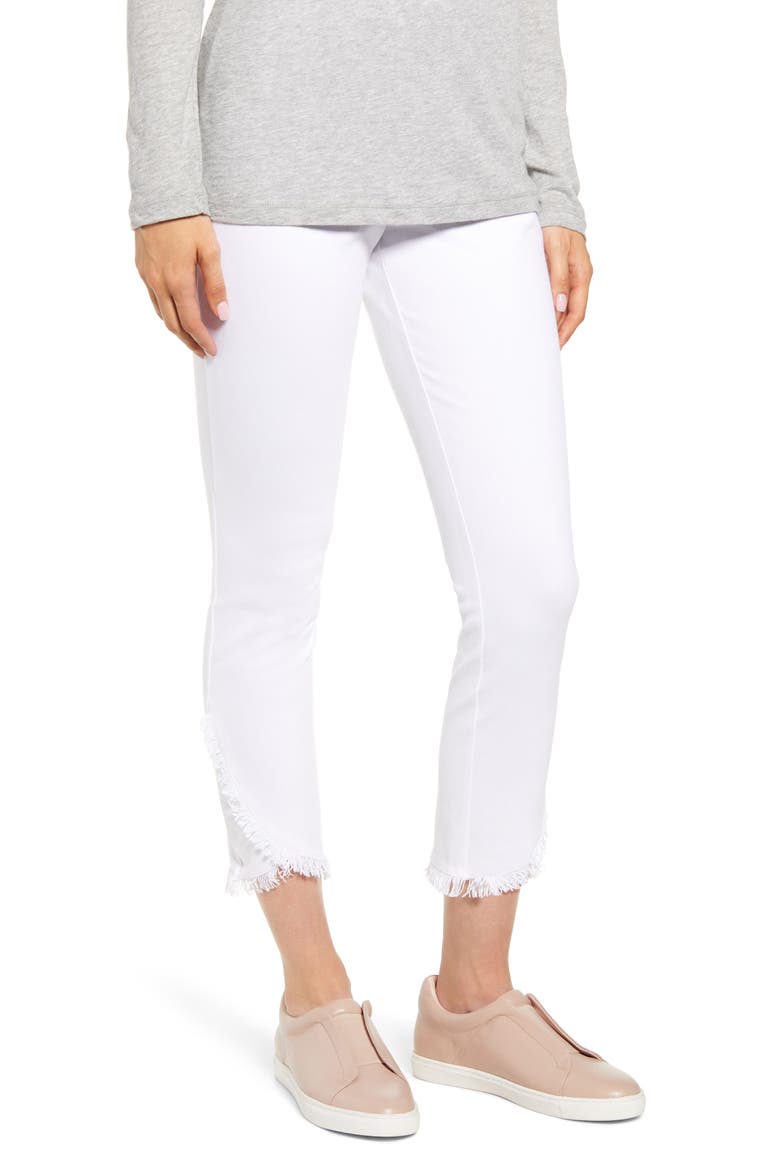 Lyssé Fringe Tulip Hem Denim Leggings, Main, color, WHITE