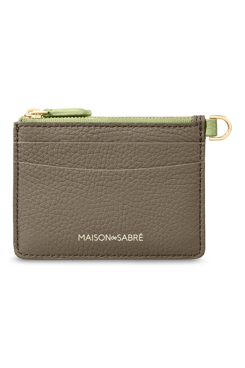 Leather Zipped Card Pouch, Main, color, Cashmere Matcha