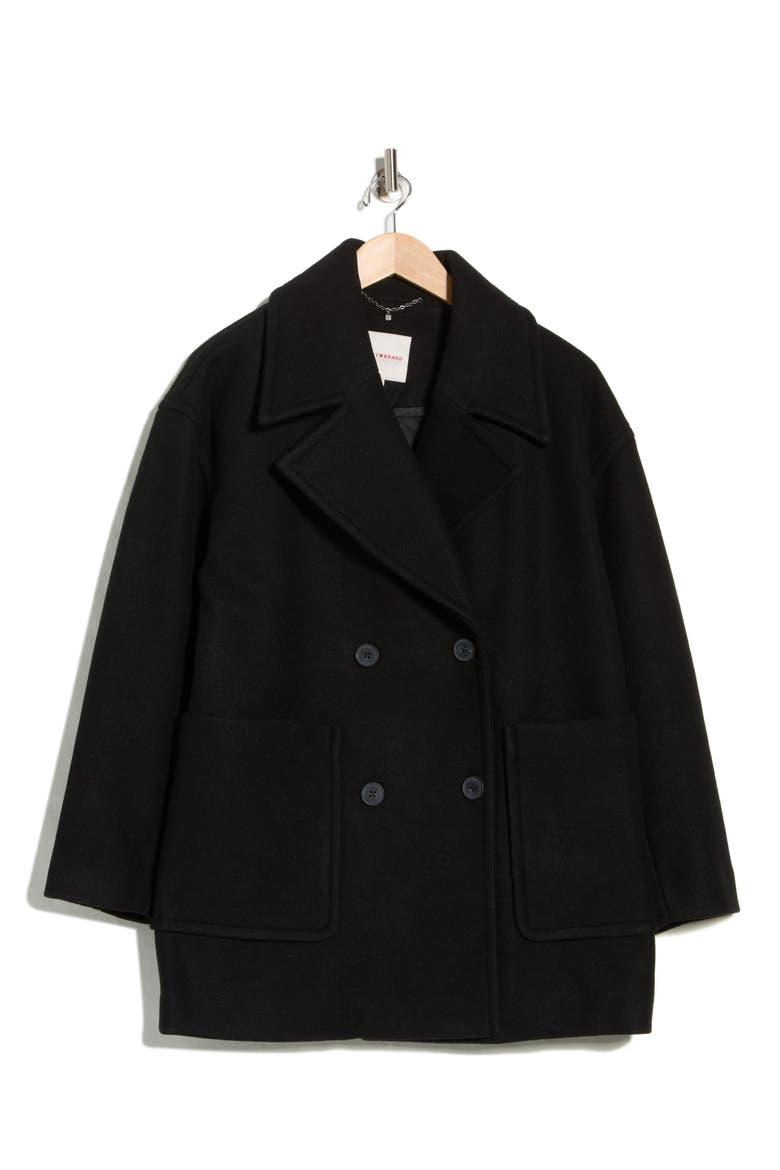 Oversize Boxy Double Breasted Coat, Alternate, color, BLACK