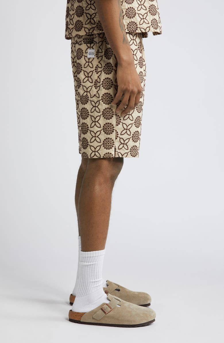 Native Youth Embroidered Cotton Shorts, Alternate, color, Beige / Brown