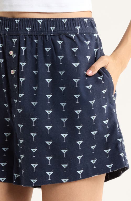 Open Edit Print Cozy Flannel Boxer Pajama Shorts In Blue