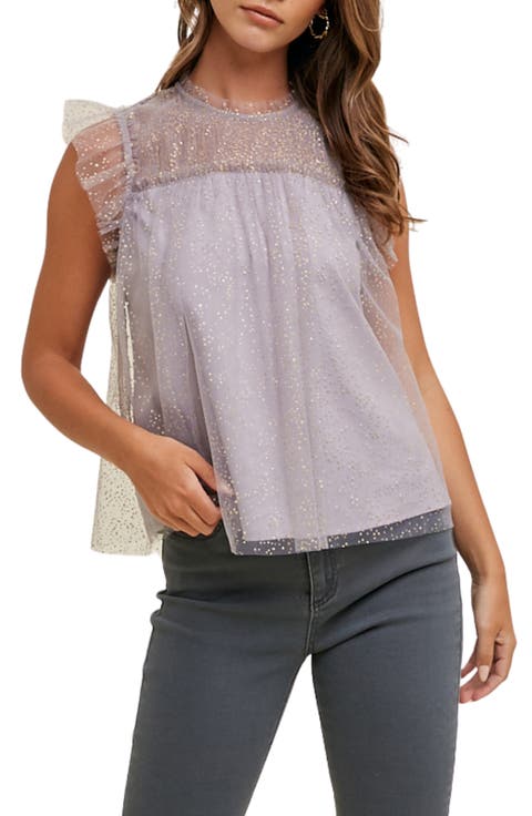 Metallic Polka Dot Tulle Top