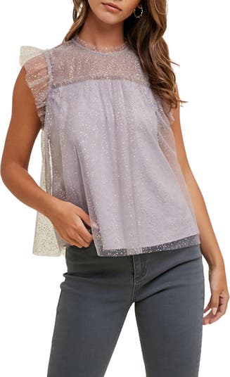 WISHLIST Metallic Polka Dot Tulle Top | Nordstromrack
