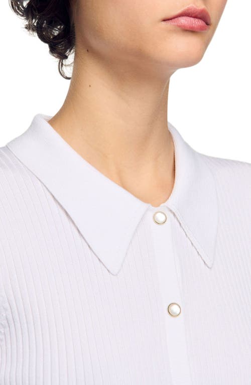 Sandro Rib Knit Cardigan In White
