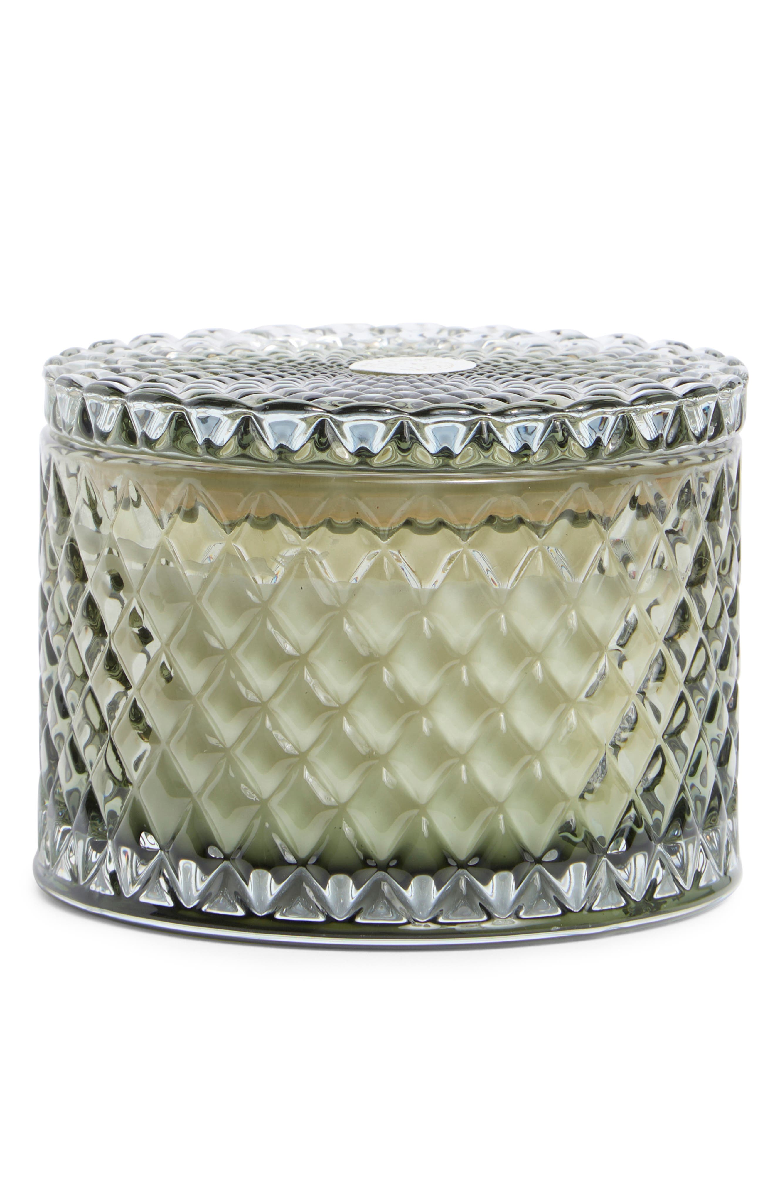 Teakwood Etched Glass Candle