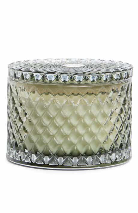 Teakwood Etched Glass Candle