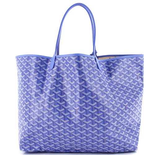 Pre-owned Goyard Goyard Saint Louis Reversible Tote Coated Canvas And Printed Canvas Gm In Blue