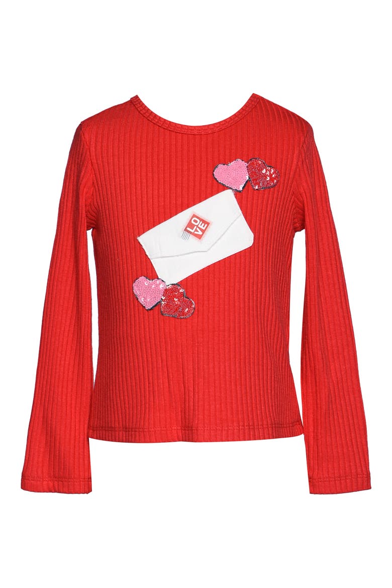 Kids' Love Letter Rib T-Shirt, Main, color, RED