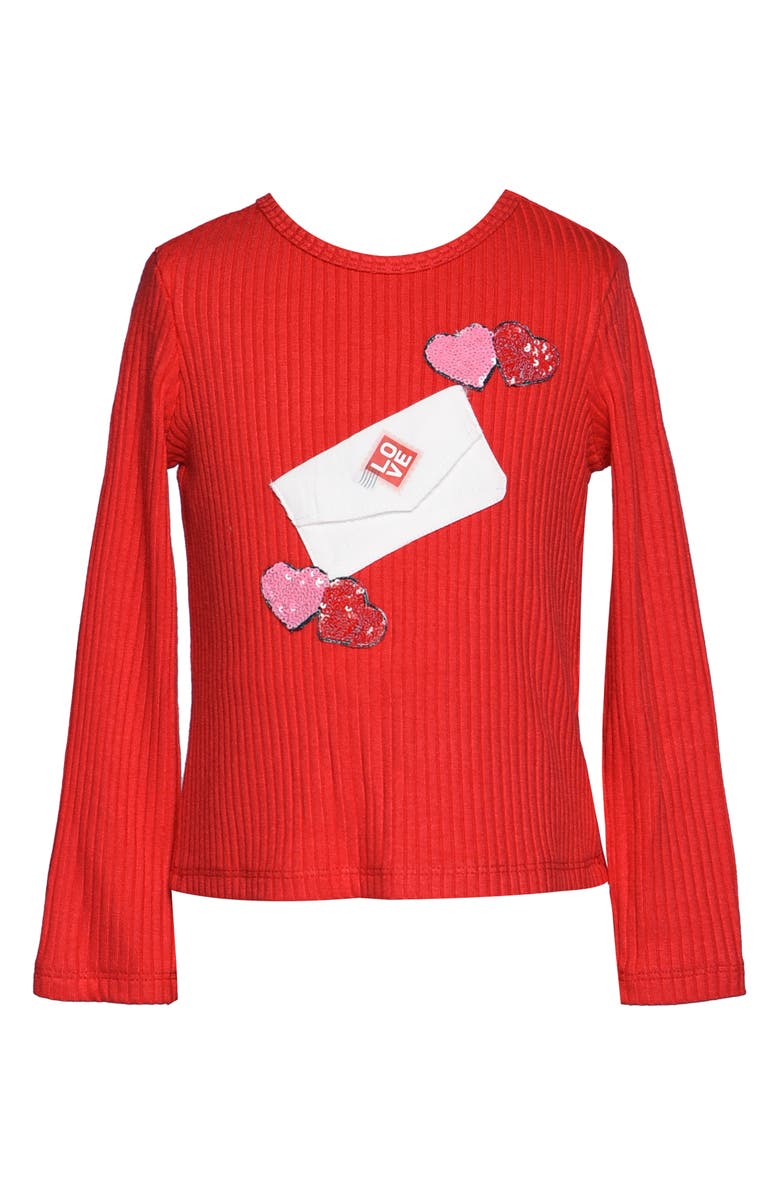 Truly Me Kids' Love Letter Rib T-Shirt, Main, color, Red