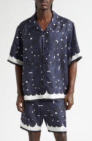 Givenchy Rose Print Silk Twill Camp Shirt