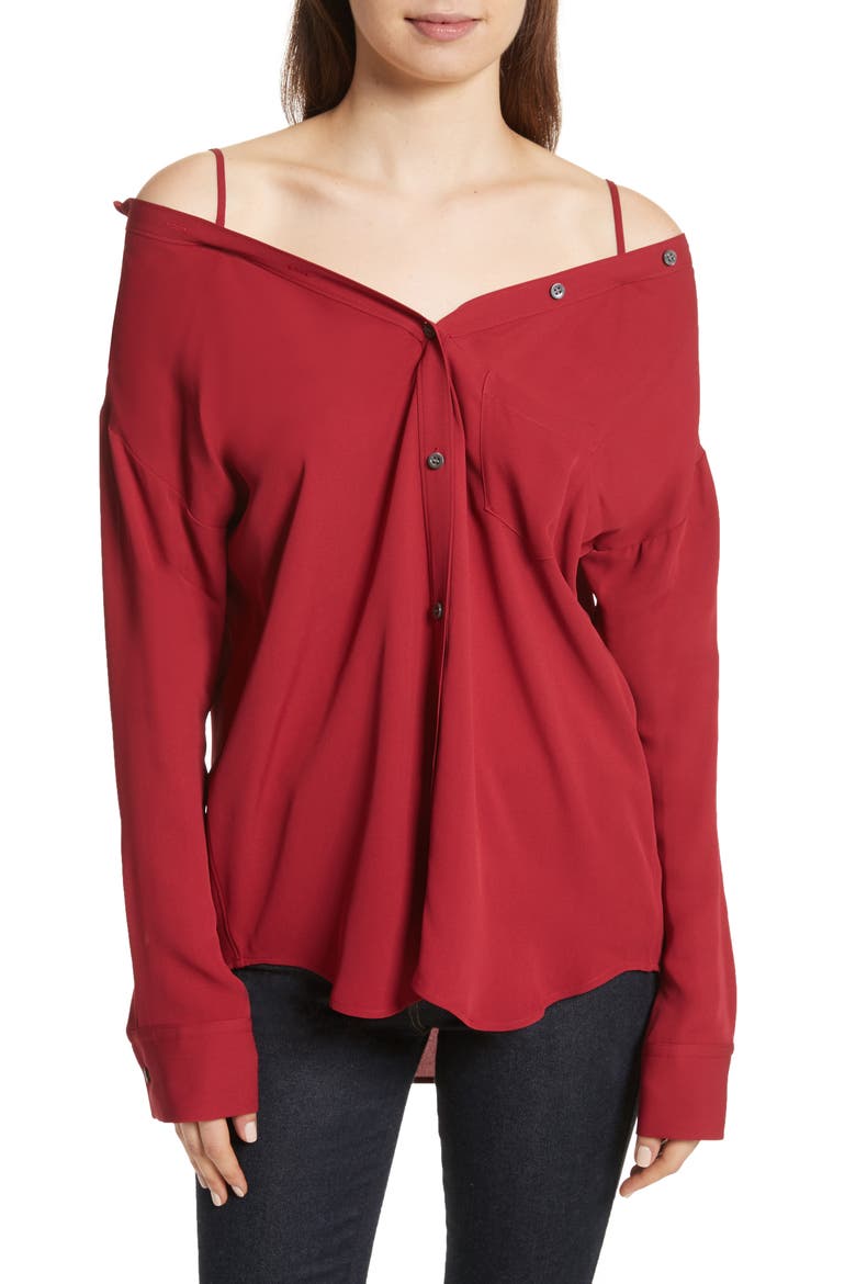 Tamalee Silk Shirt, Main, color, BRIGHT RASPBERRY