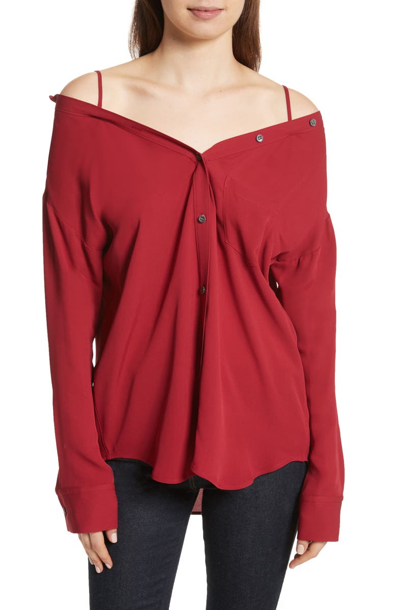 Theory Tamalee Silk Shirt, Main, color, Bright Raspberry