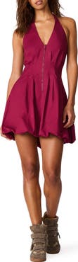 Steve Madden Dianna Halter Neck Stretch Cotton Minidress