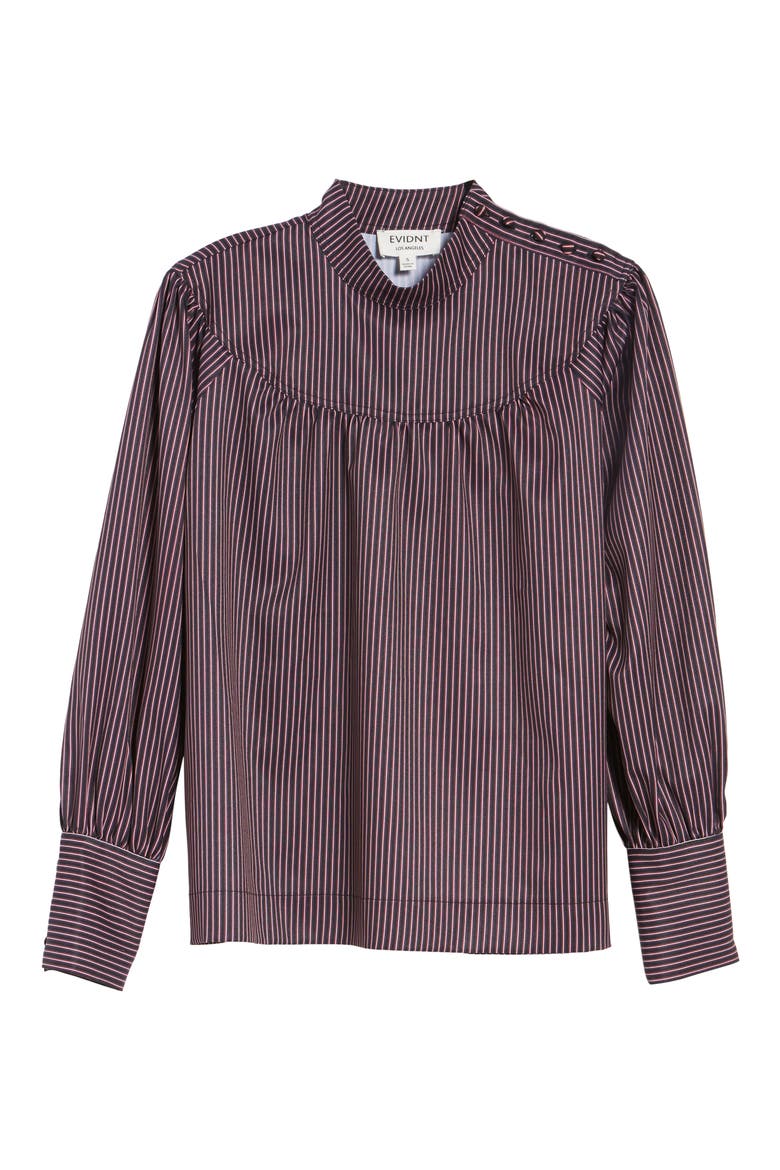 Shirring Stripe Top, Alternate, color, BURGUNDY MULTI