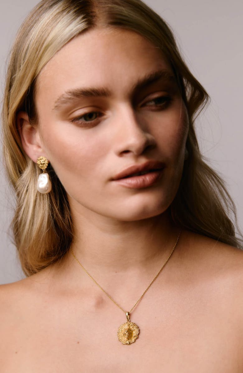 Freya Rose Lion Necklace, Alternate, color, Gold