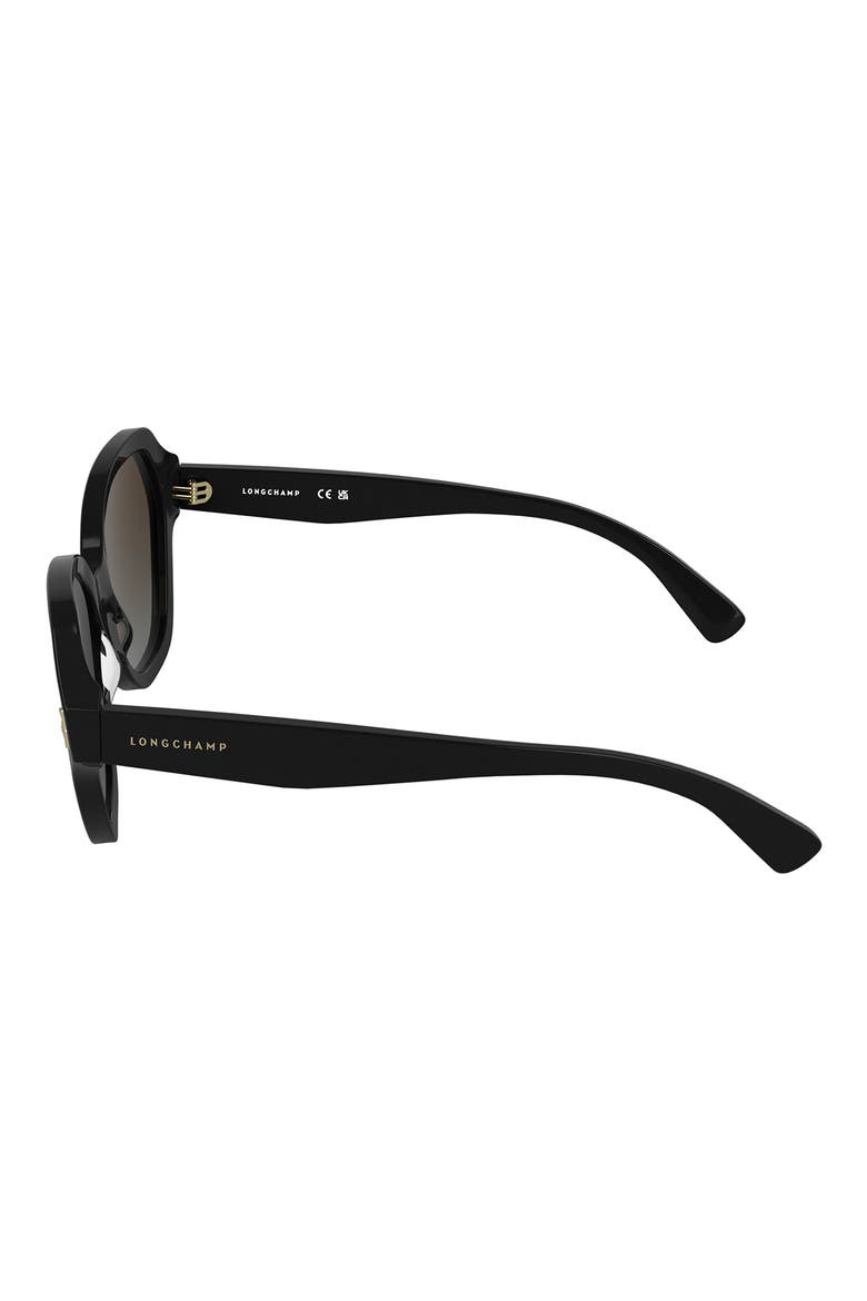 Roseau 56mm Gradient Modified Rectangular Sunglasses, Alternate, color, BLACK