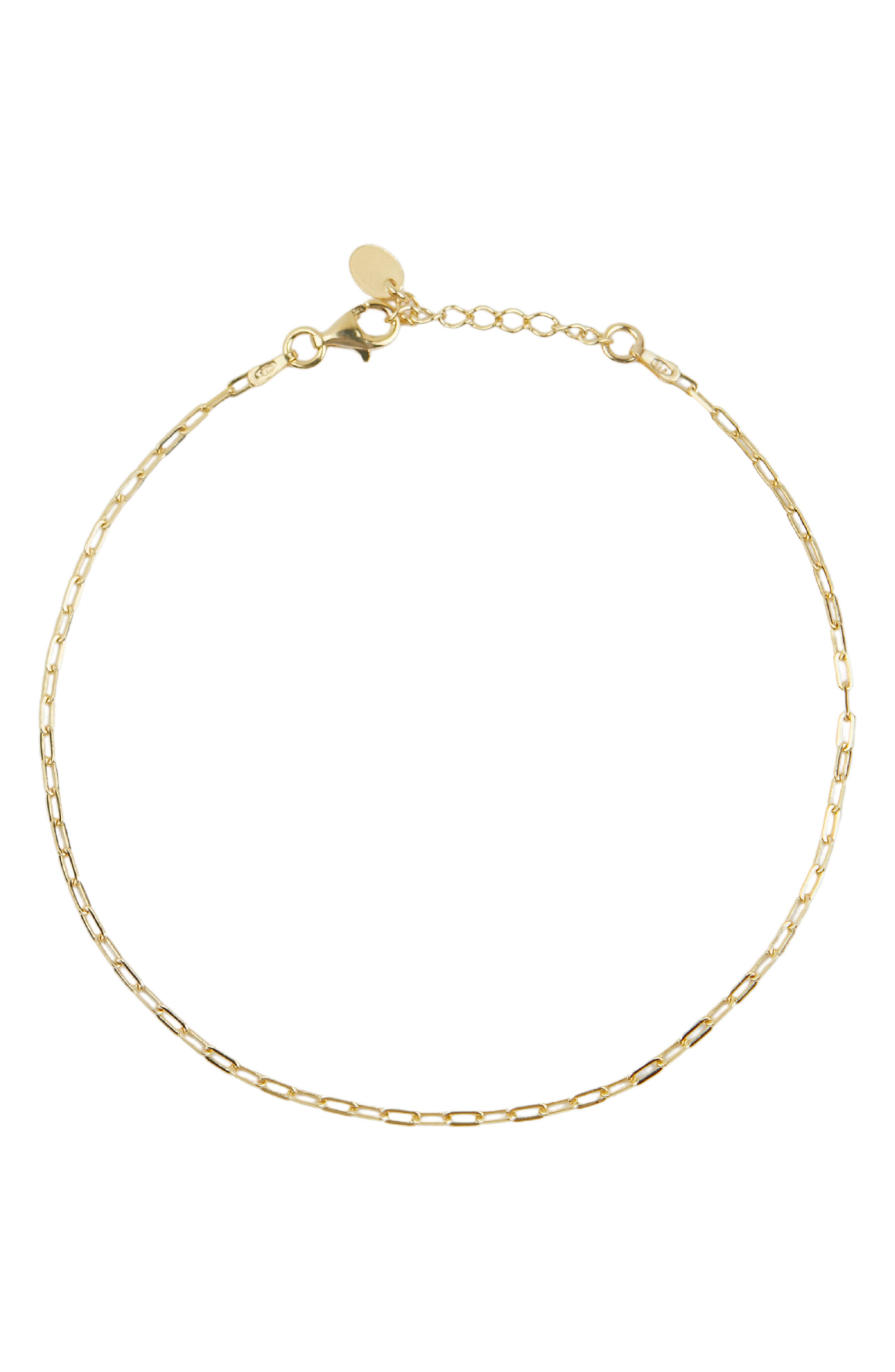 Argento Vivo Sterling Silver Paper Clip Chain Anklet (Women ...