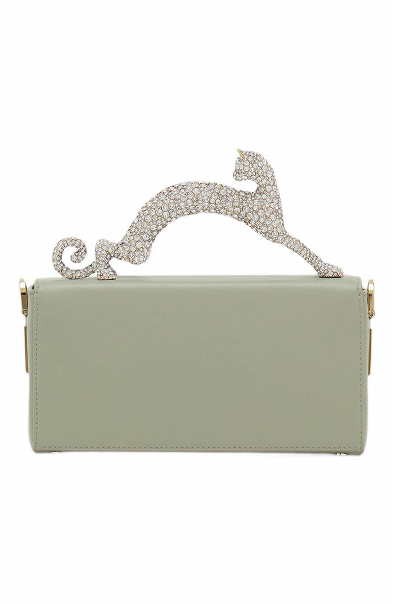 Lanvin Nano Pencil Cat Bag In Leather And Rhinestones, Alternate, color, 