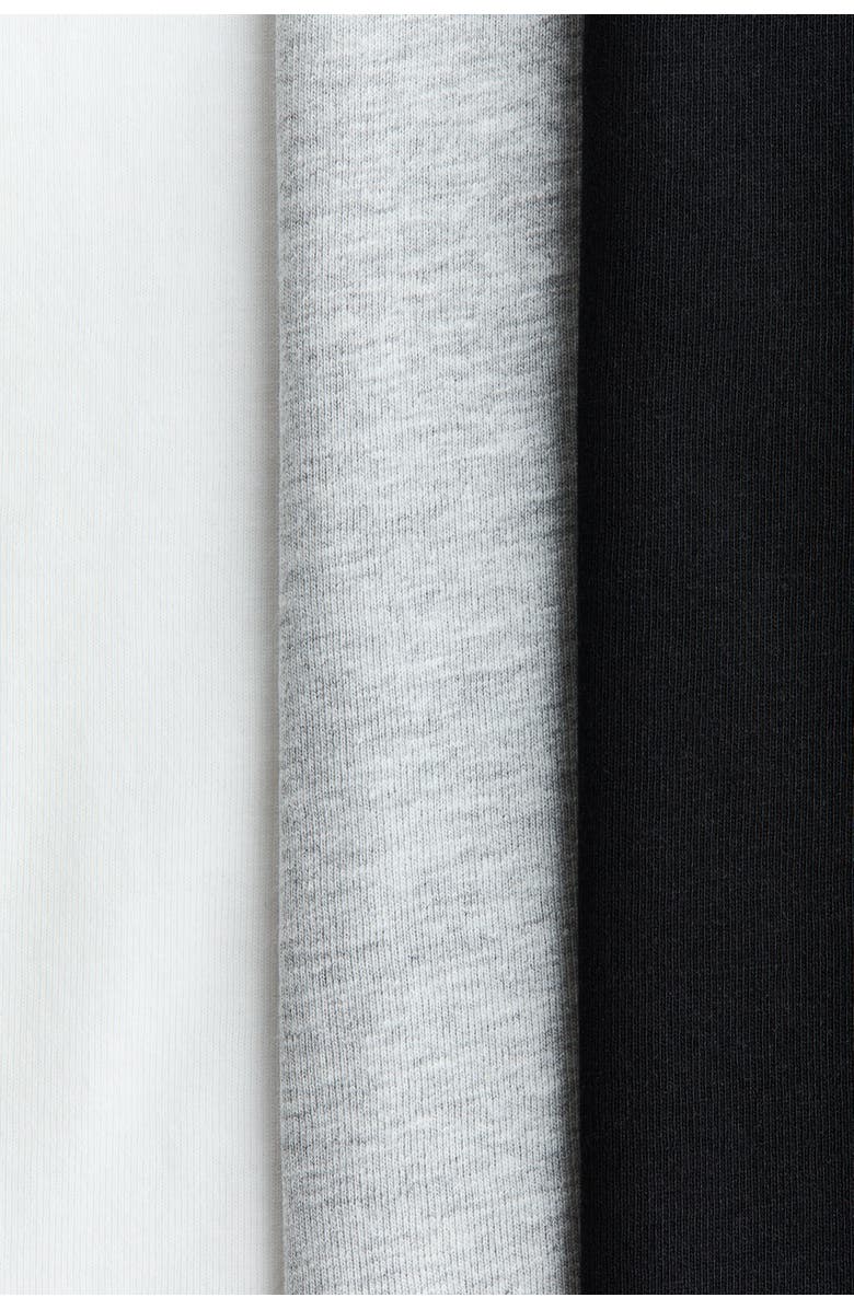 H&M 3-pack Cotton Vest Tops, Alternate, color, Black/Light Gray Melange