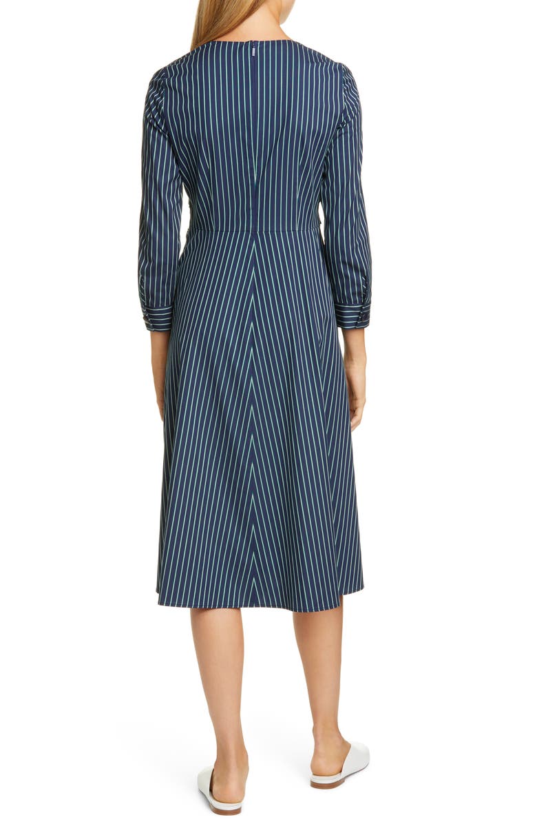Lafayette 148 New York Penelope Stripe Faux Wrap Midi Dress, Alternate, color, 