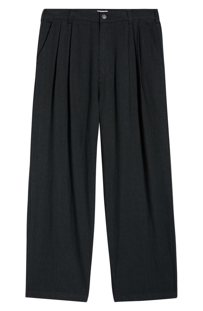 Obey Foster Pleated Linen Blend Pants, Main, color, Black