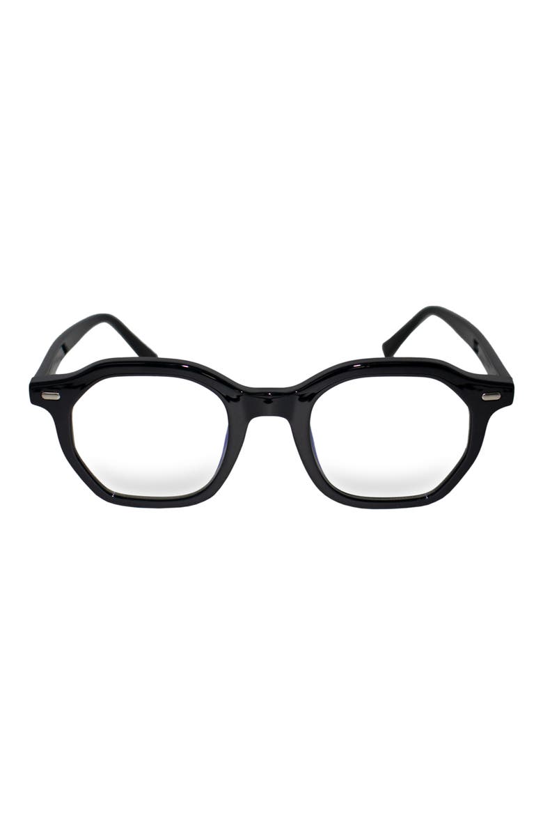 Cameron 48mm Round Blue Light Blocking Glasses, Main, color, BLACK/ CLEAR