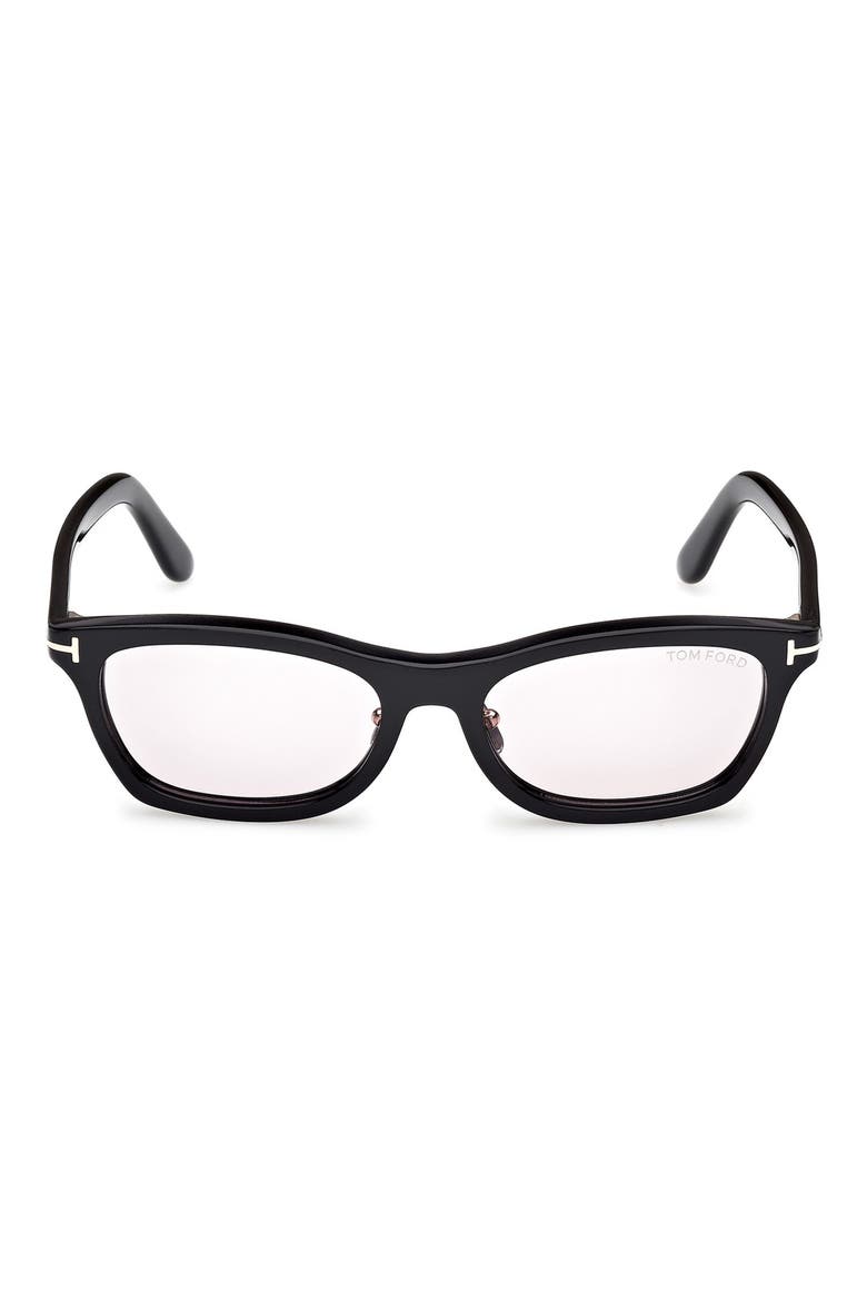 53mm Rectangular Sunglasses, Main, color, SHINY BLACK / VIOLET