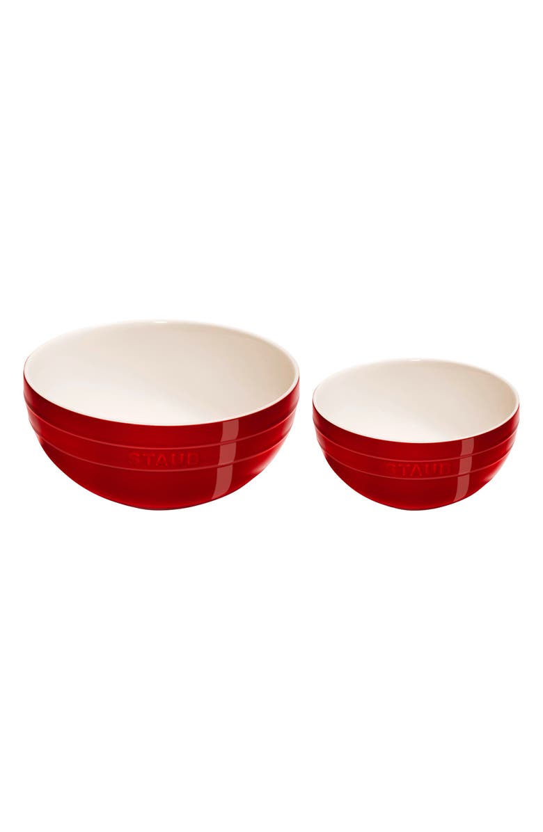 Staub 2-Piece Ceramic Nested Mixing Bowl Set, Main, color, Cherry