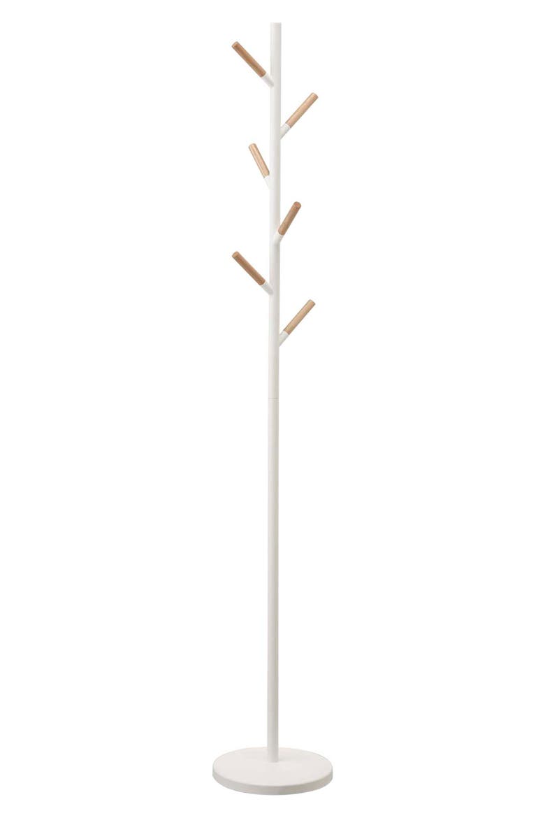 Wood Tipped Steel Coat Rack, Main, color, WHITE