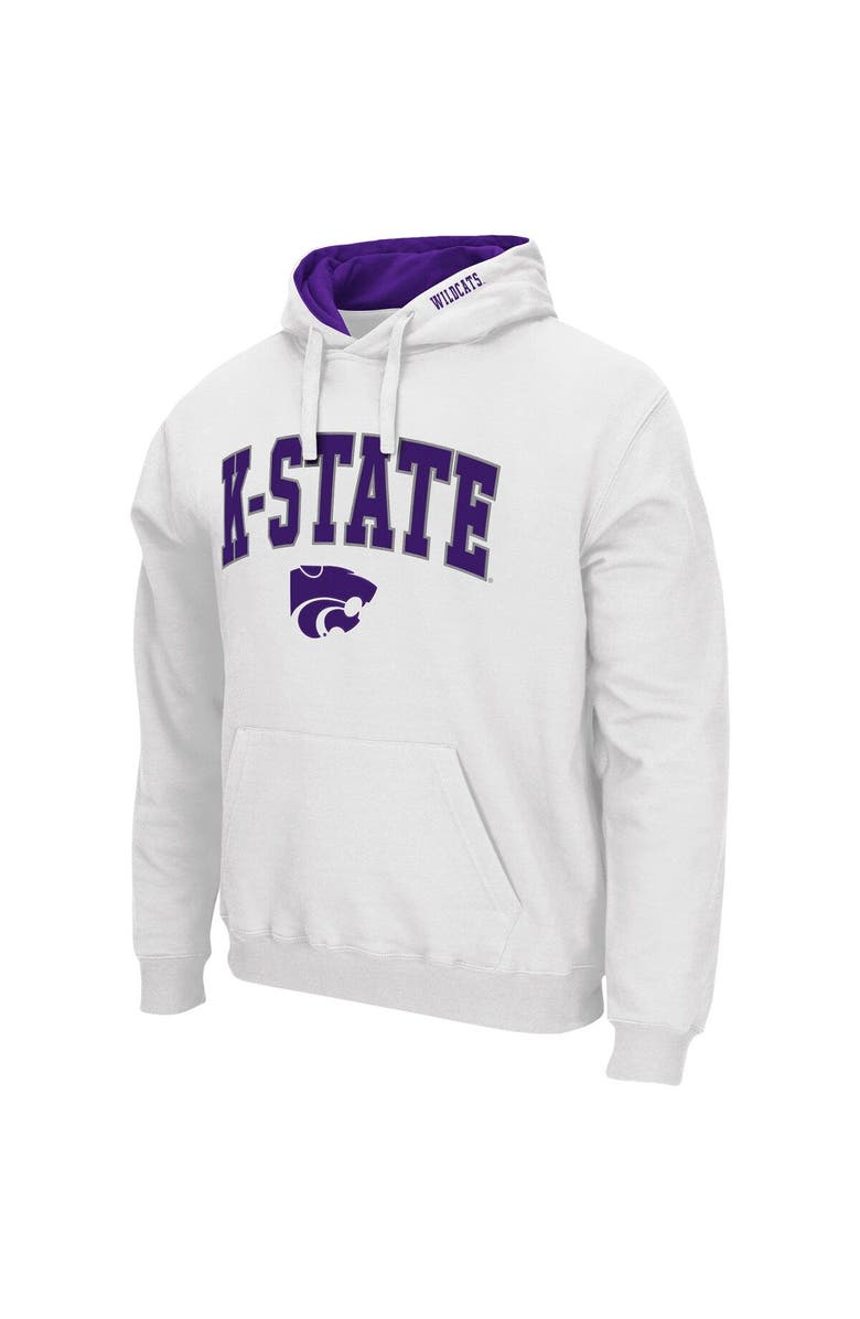 COLOSSEUM Men's Colosseum White Kansas State Wildcats Arch & Logo 3.0 Pullover Hoodie, Alternate, color, White