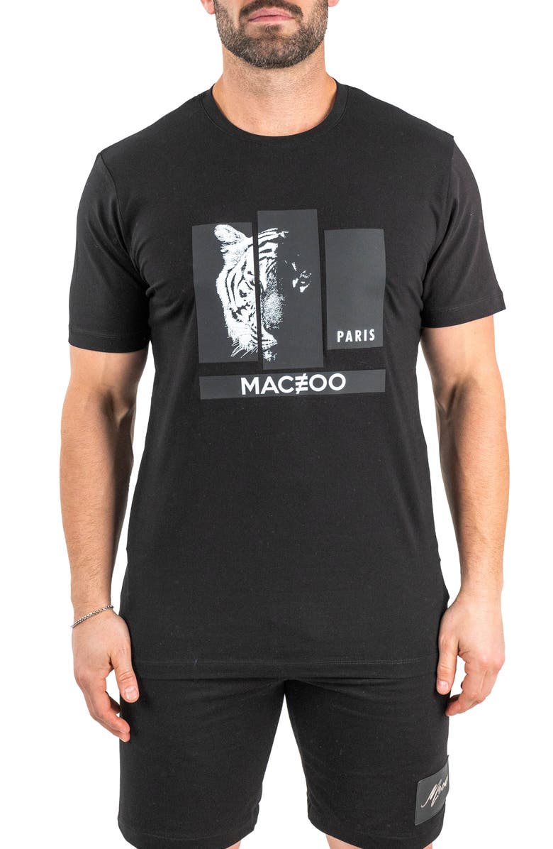 Maceoo Tiger Collage Cotton Graphic T-Shirt, Main, color, 