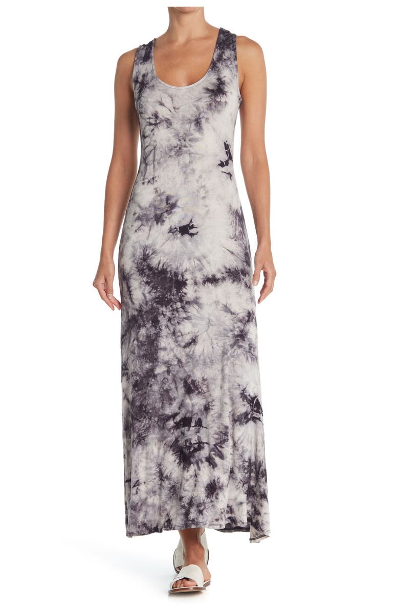 WEST K Tie Dye Racerback Sleeveless Maxi Dress, Main, color, Grey Tie Dye