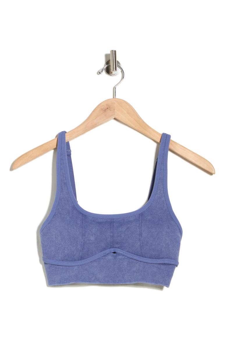 Mystic Stone Washed Ribbed Sports Bra, Main, color, DARK DENIM