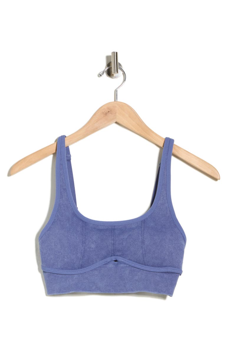 YOGALICIOUS Mystic Stone Washed Ribbed Sports Bra, Main, color, Dark Denim
