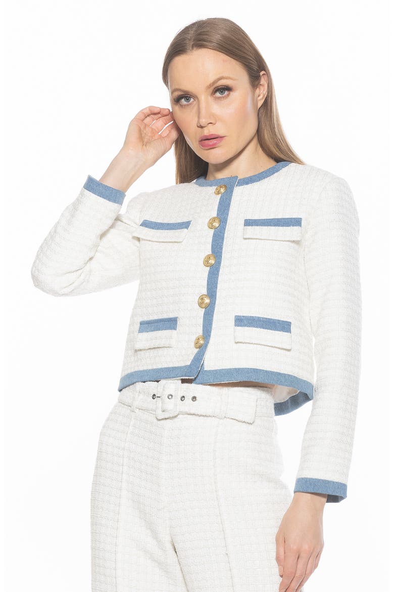 Rose Tweed Jacket, Alternate, color, IVORY DENIM