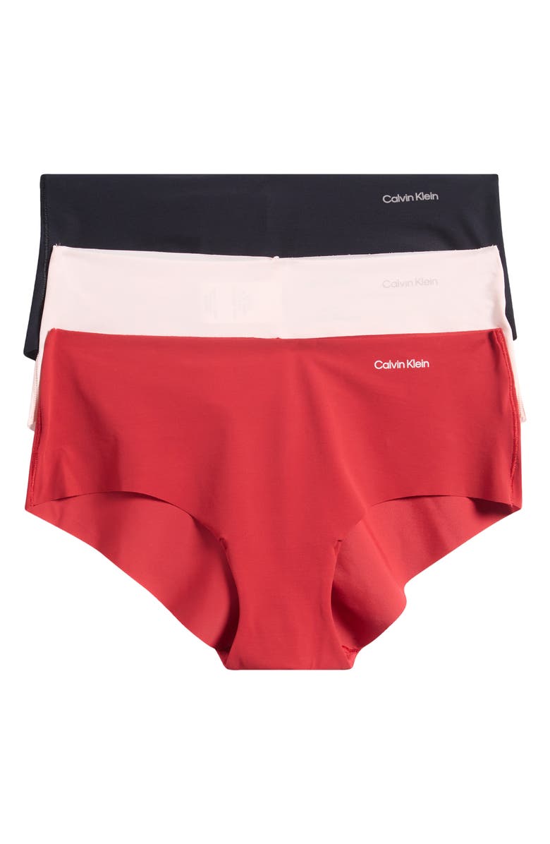 Calvin Klein Invisibles 3-Pack Hipster Briefs, Main, color, Red Multi