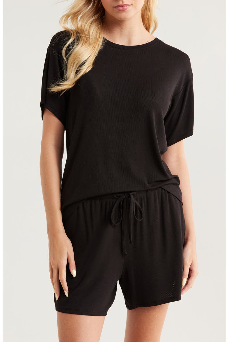 Moonlight Eco Easy Rib Short Pajamas, Main, color, BLACK