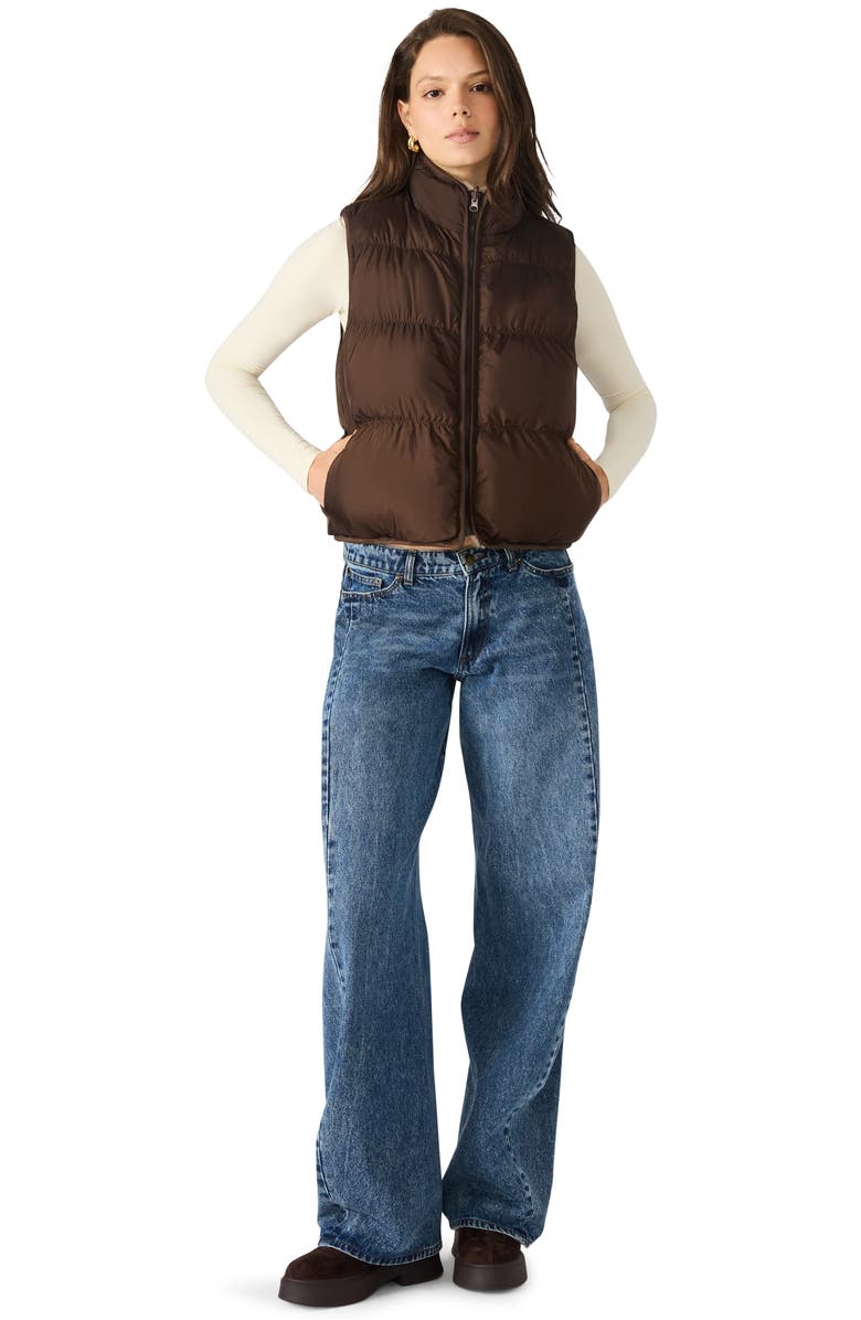 Steve Madden Brady Quilted & Faux Fur Vest, Alternate, color, Dark Espresso