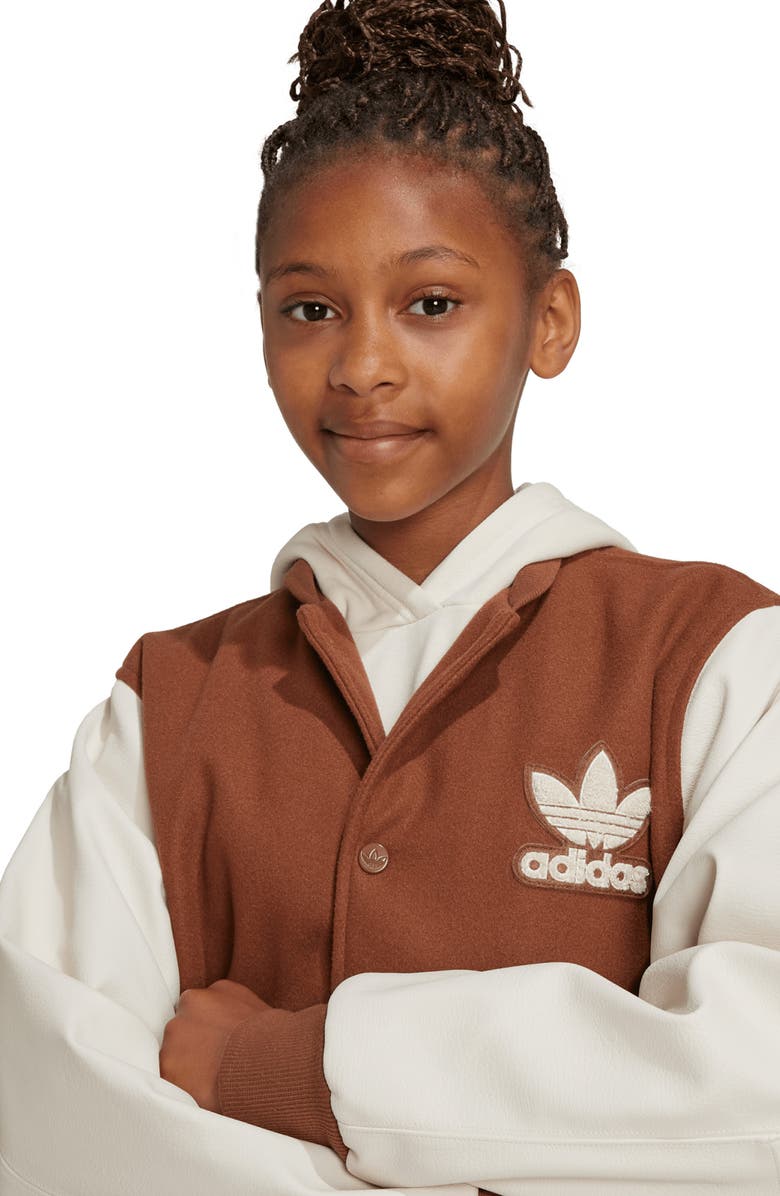 adidas Originals Kids' VRCT Varsity Jacket, Alternate, color, Preloved Brown