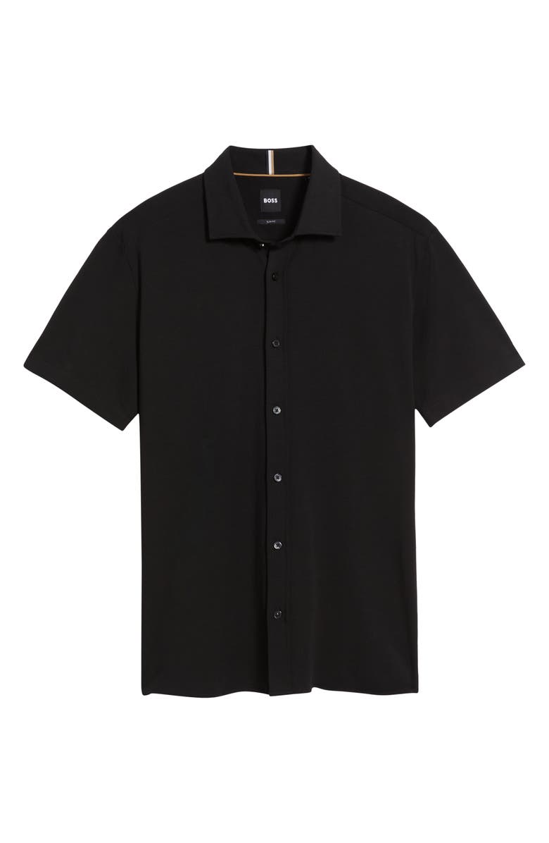 BOSS Roan Stretch Cotton Button-Up Shirt, Alternate, color, Blk